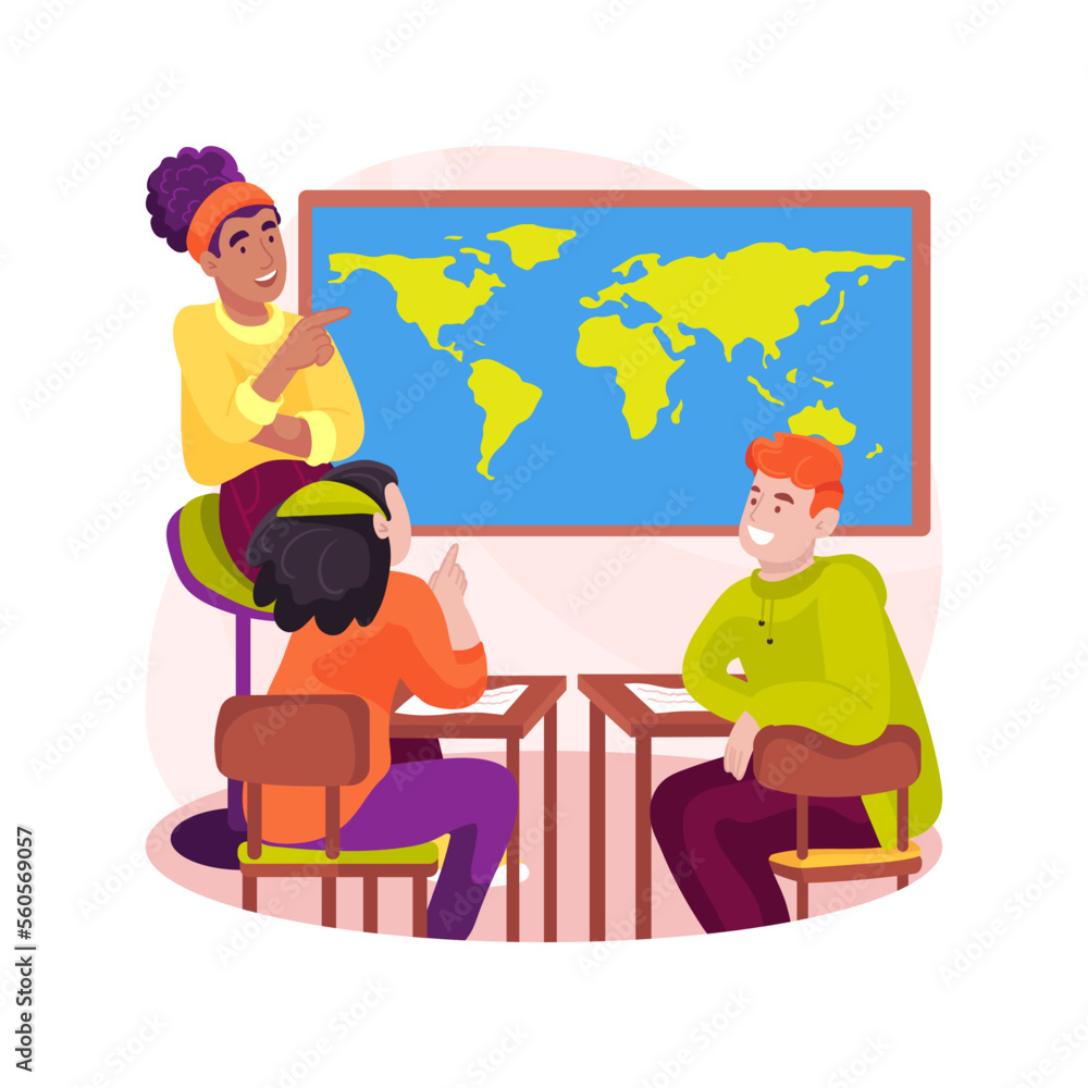 Fototapeta premium Social studies tutor isolated cartoon vector illustration.