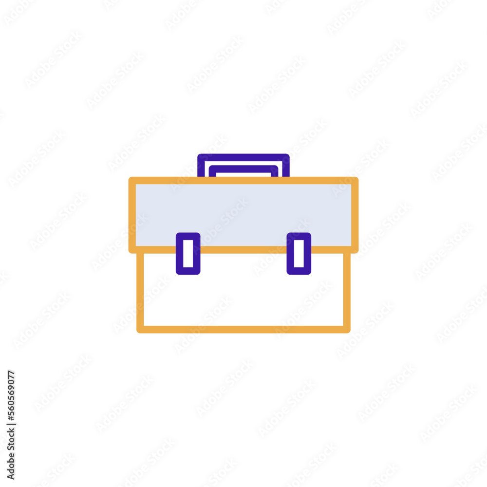 Briefcase business icon with purple and orange duotone style. Corporate, currency, database, development, discover, document, e commerce. Vector illustration