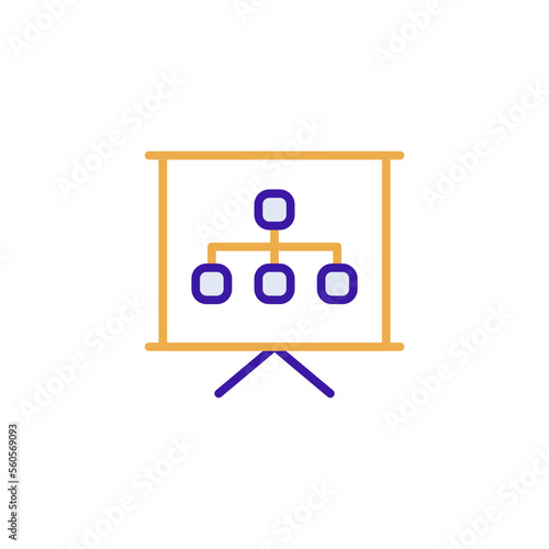Presentation business icon with purple and orange duotone style. Corporate, currency, database, development, discover, document, e commerce. Vector illustration
