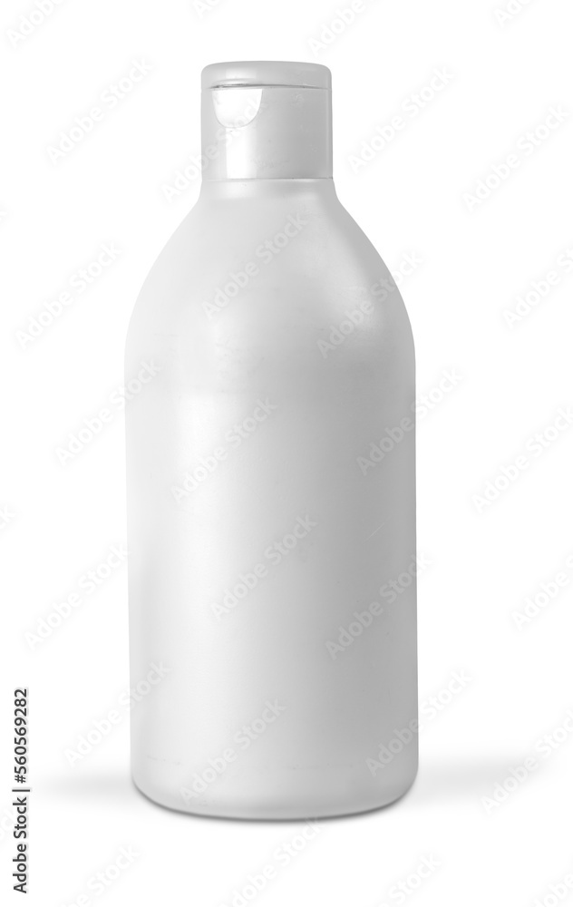 White plastic cosmetic bottle with creme White plastic cosmetic bottle with creme