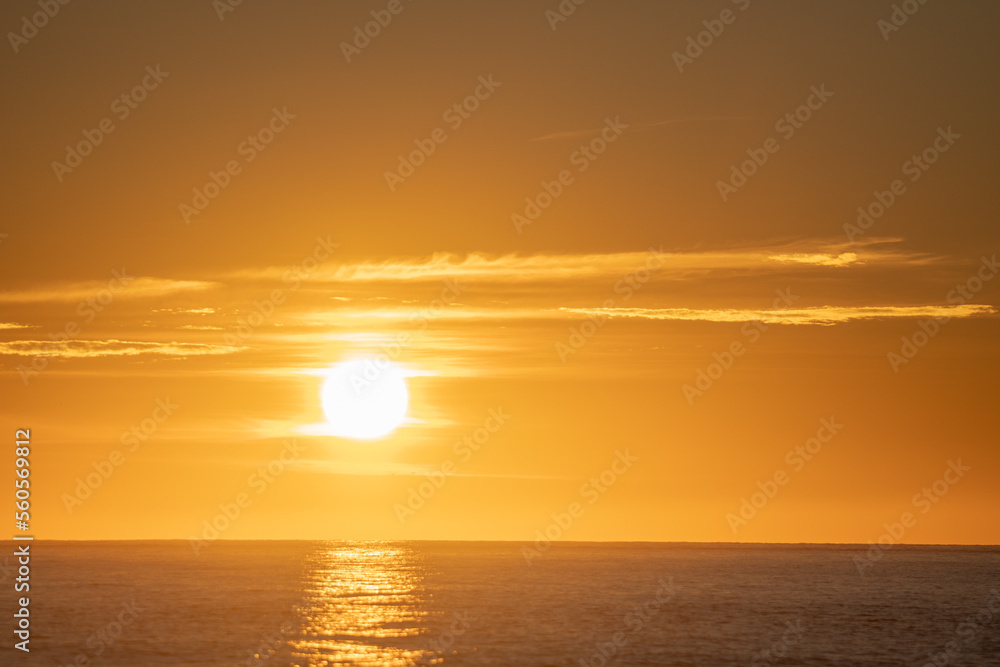 Sunrise in Nerja in Malaga in Spain in autumn 2022.