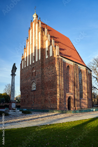 facade of a medieval, historic church in Poznan