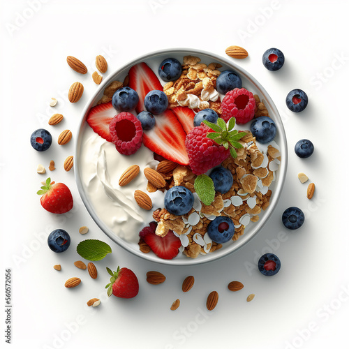 Healthy Granola, Yogurt and Berries Breakfast