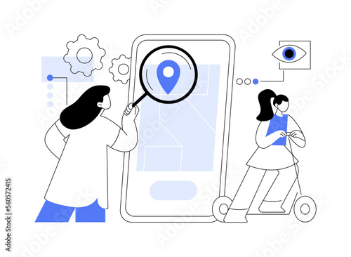 Mobile tracking soft abstract concept vector illustration.