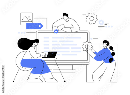 Software development team abstract concept vector illustration.