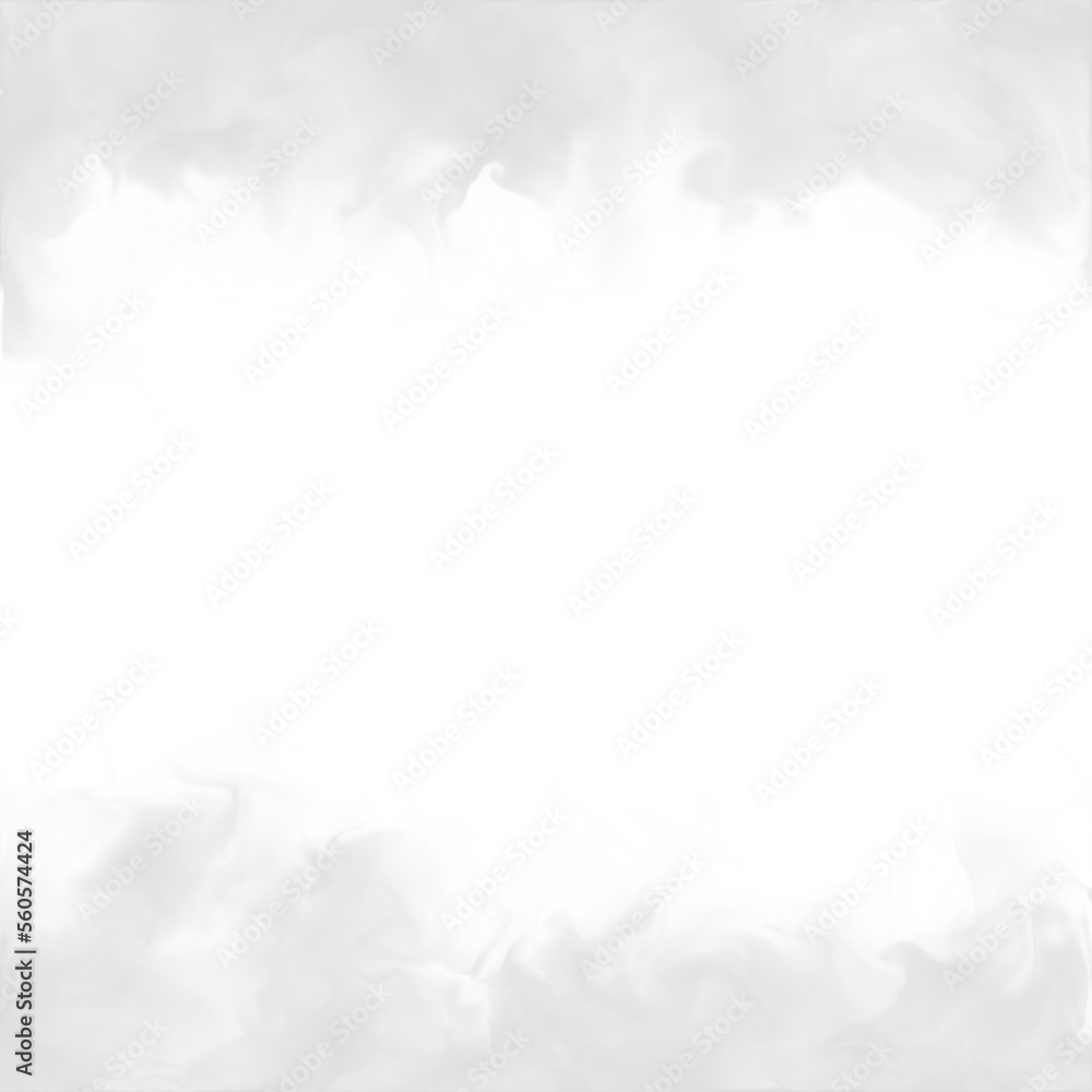 Obraz premium white cloud transparent watercolor overlay, edges or border hand painted ethereal decoration. wispy water color art. cloudy or foggy day.