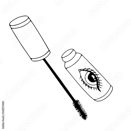 Doodle illustration of women's mascara icon, vector, makeup