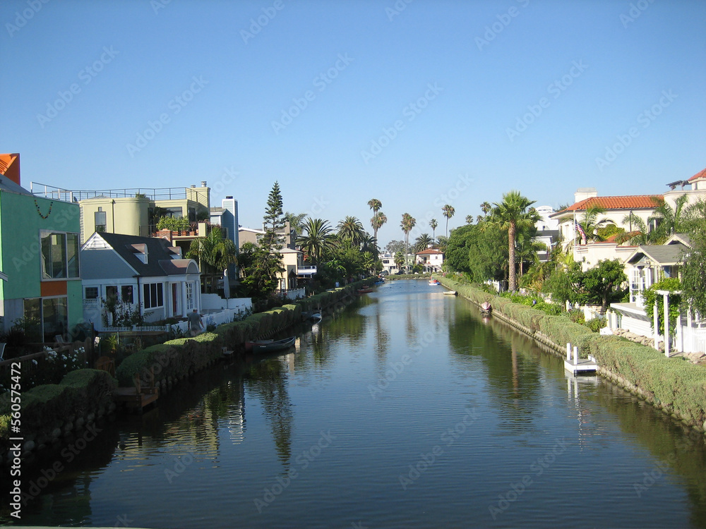 scenic houses at the canal in Venice Beach, California