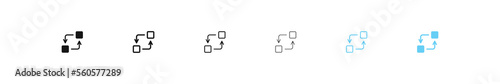 Replacement icon. Replace symbol. Arrow circle signs. Change box icons. Black and blue color. Vector sign.