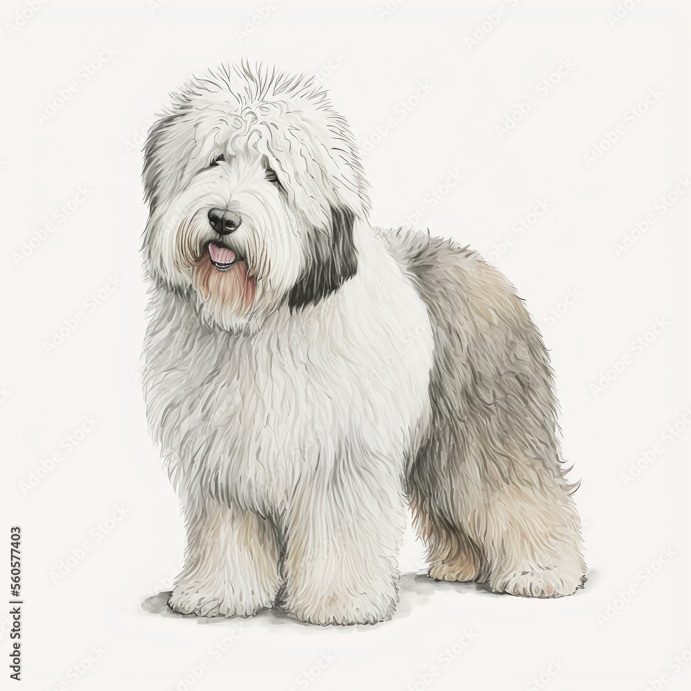 “Generative AI” Old English Sheepdog digital illustration. “Generative AI” Old English Sheepdog digital illustration.