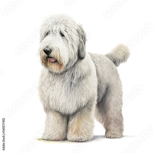 “Generative AI” Old English Sheepdog digital illustration.