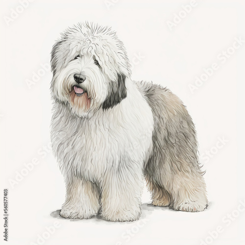 “Generative AI” Old English Sheepdog digital illustration.