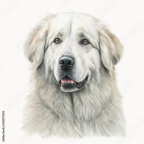 “Generative AI” Great Pyrenees digital illustration. photo