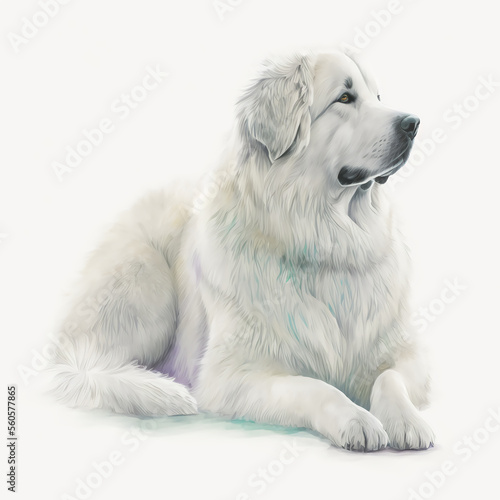“Generative AI” Great Pyrenees digital illustration.