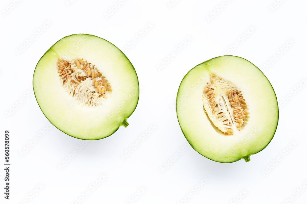 Cantaloupe melon isolated on white.
