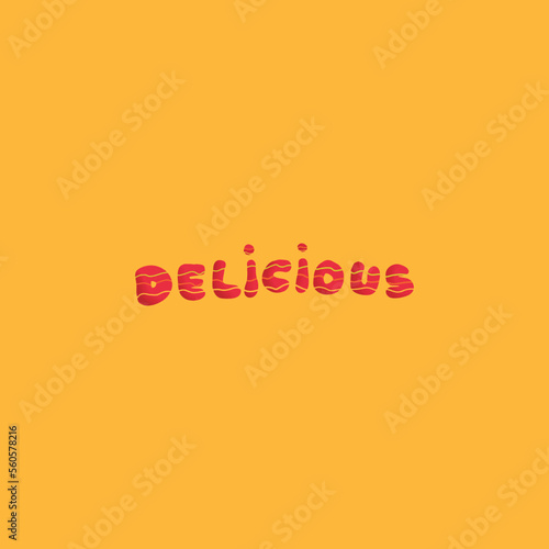 delicious text covered in sauce and mayonnaise on top, isolated background