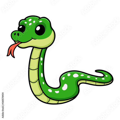 Cute green tree python cartoon