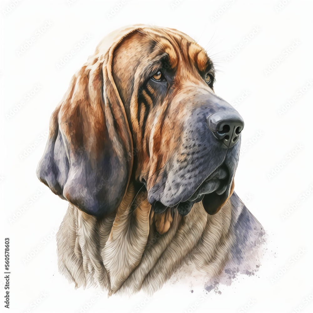 “Generative AI” Bloodhound digital illustrations.