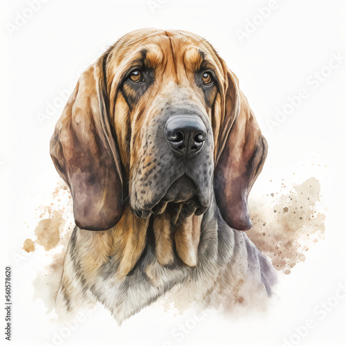“Generative AI” Bloodhound digital illustrations. photo