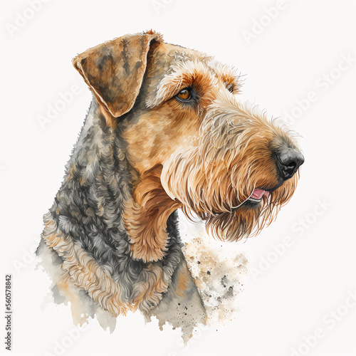 “Generative AI” Airedale Terrier digital illustration.