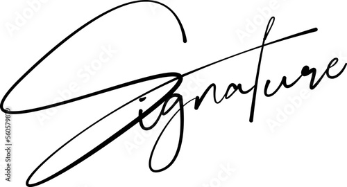 Handwritten signature for signed papers and documents. Random fake signature blank template