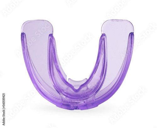 Transparent dental mouth guard isolated on white. Bite correction photo