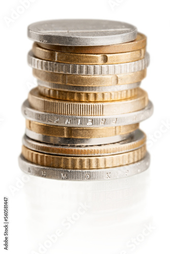 Big stacks of metal Coins money photo