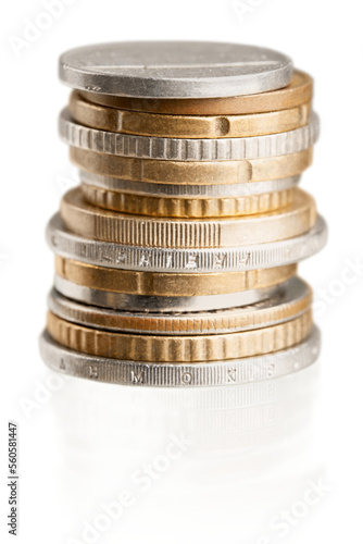 Obraz na plátně Big stacks of metal Coins money