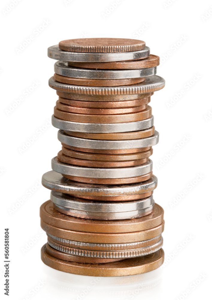 Big stacks of metal Coins money Big stacks of metal Coins money