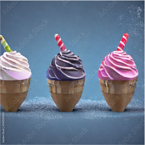 Eiscreme mit Blaubeeren