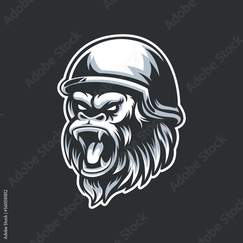 Angry gorilla with helmet vector illustration