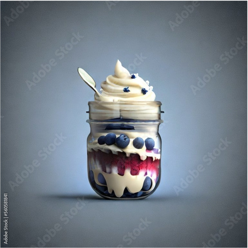 Eiscreme mit Blaubeeren