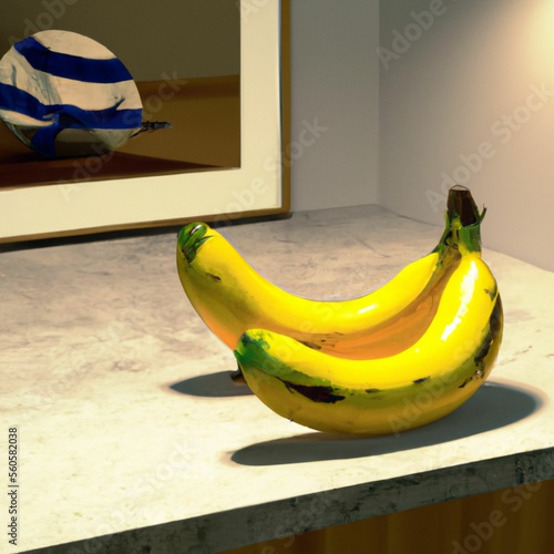 bananas on the table with painting