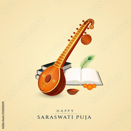 Happy Saraswati Puja Social Media Post