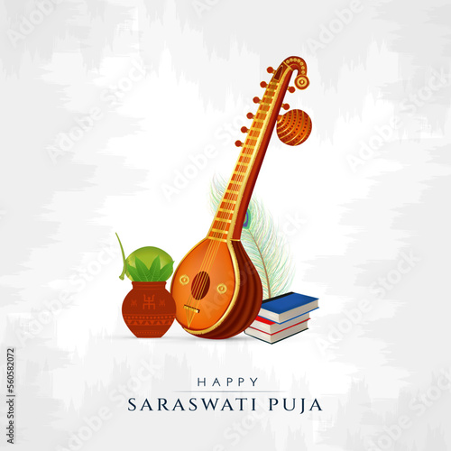 Happy Saraswati Puja Social Media Post