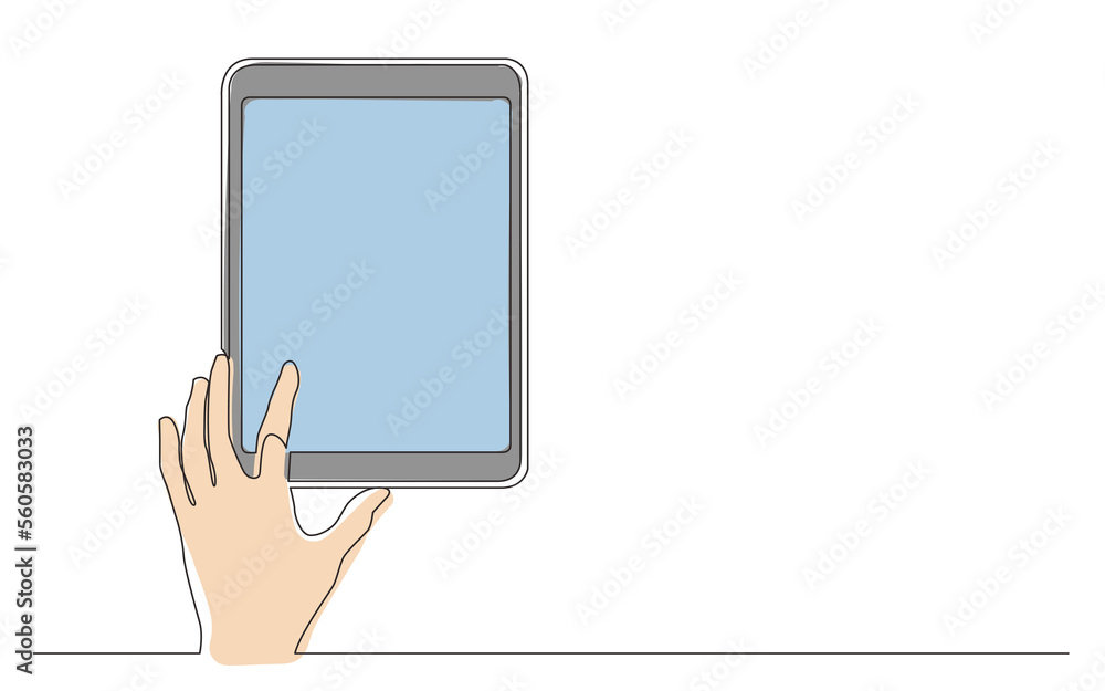 continuous line drawing hand touching digital tablet in color - PNG image with transparent background continuous line drawing hand touching digital tablet in color - PNG image with transparent background