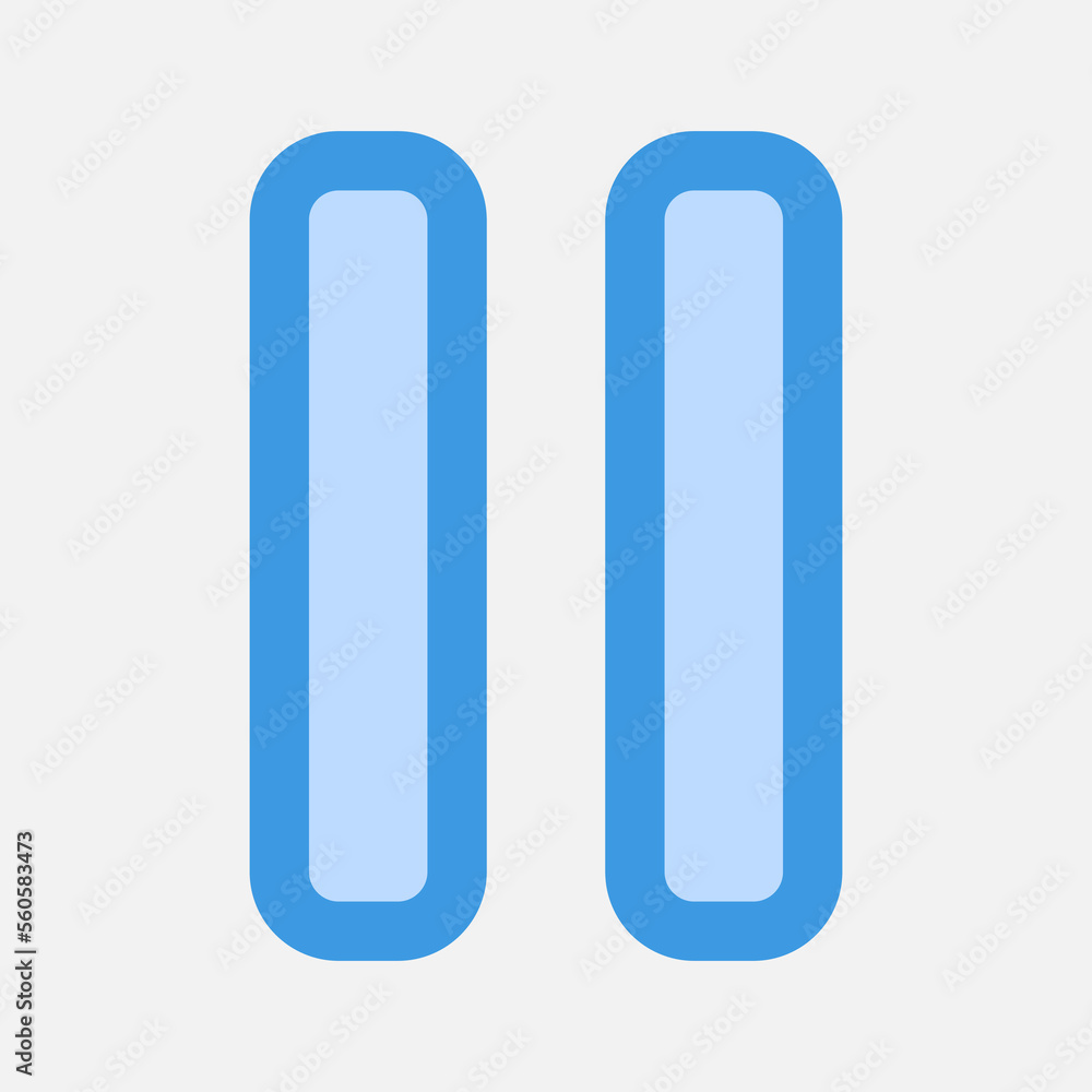 Pause icon in blue style about multimedia, use for website mobile app presentation Pause icon in blue style about multimedia, use for website mobile app presentation