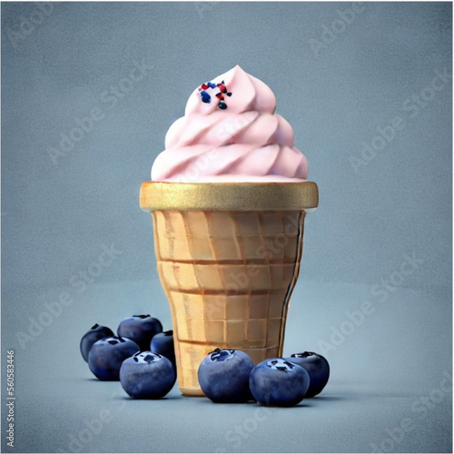 Eiscreme mit Blaubeeren