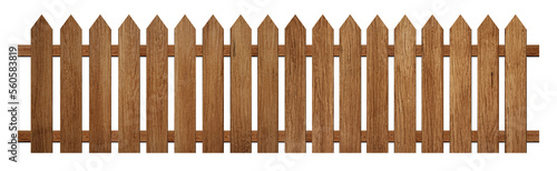 Empty brown wooden fence on transparent backgtound.