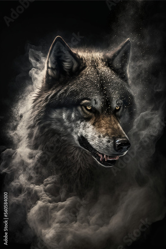 Wild wolf illustration. Useful for phone wallpaper. © Farid