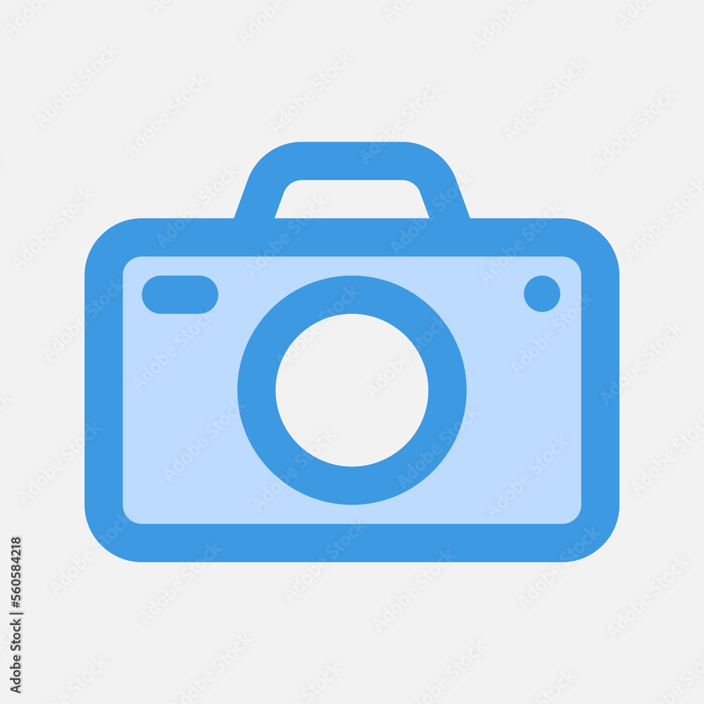 Camera icon in blue style about multimedia, use for website mobile app presentation Camera icon in blue style about multimedia, use for website mobile app presentation