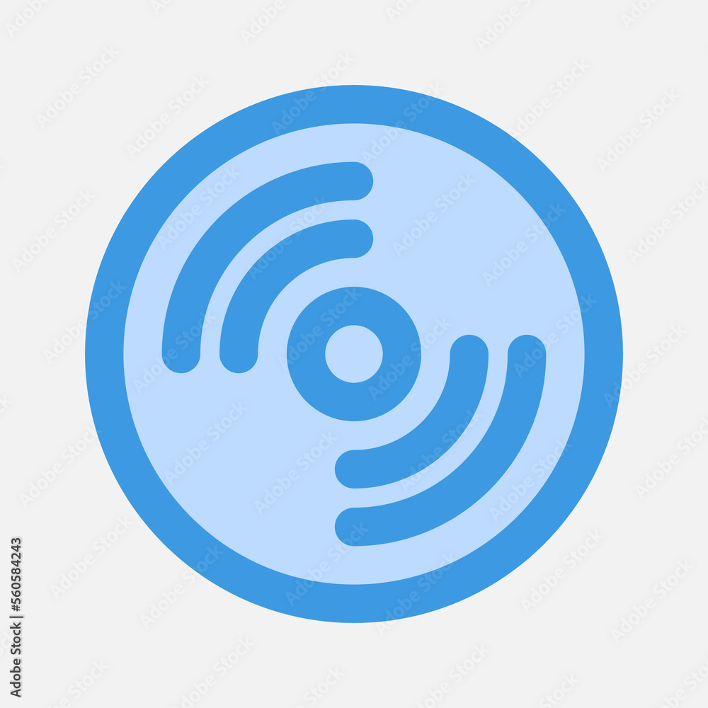 Disc icon in blue style about multimedia, use for website mobile app presentation Disc icon in blue style about multimedia, use for website mobile app presentation