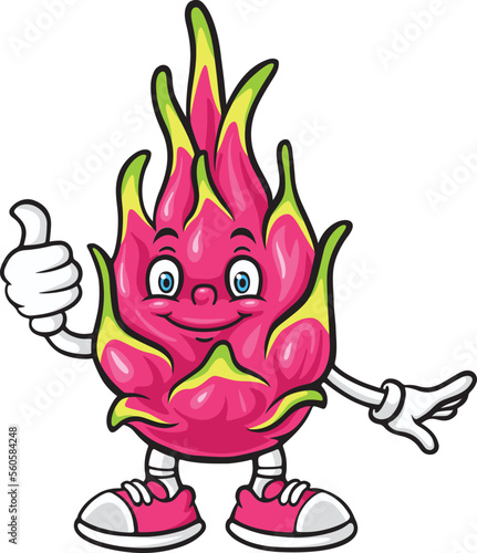 Cartoon dragon fruit mascot character