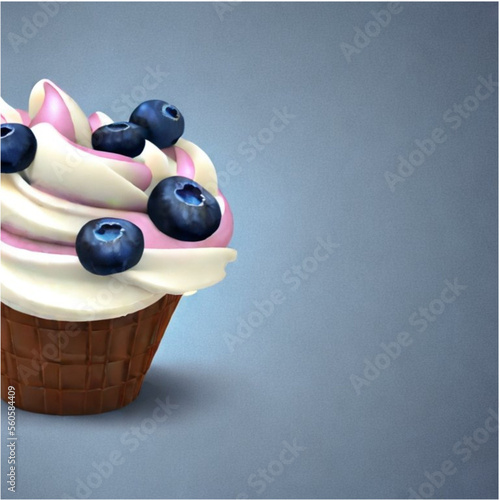 Eiscreme mit Blaubeeren