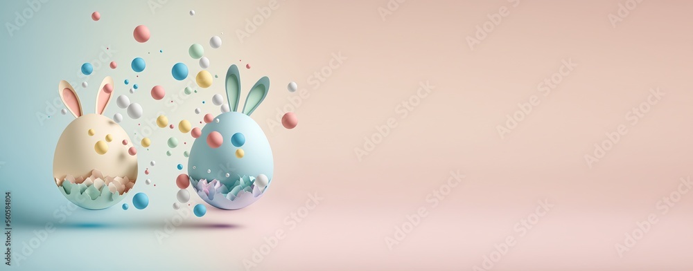 Easter day illustration banner background with eggs and bunny Easter day illustration banner background with eggs and bunny