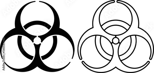 Biohazard symbol toxic sign for biologically harmful substances vector graphic. Editable stroke. photo