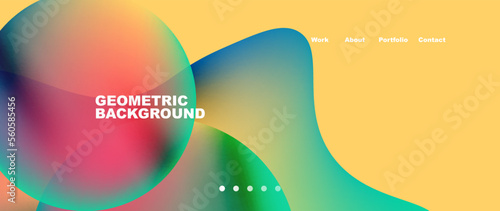 Flowing gradient colors and round elements and circles. Vector illustration for wallpaper, banner, background, leaflet, catalog, cover, flyer