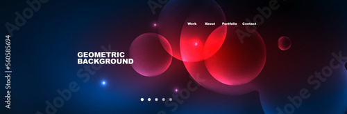 Shiny neon circles and bubbles, dark abstract background with blurred magic neon light, wallpaper design