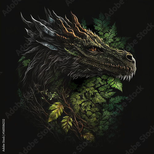 dragon head with forest texture © Ydhimas