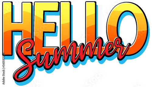 Hello summer text for banner or poster design